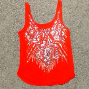 Express Red Sequin Tank Top Sz XS